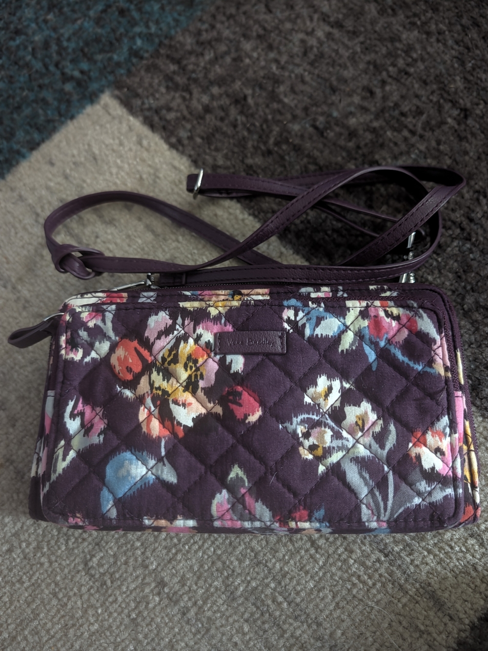 Vera Bradley Plum Floral Quilted Crossbody Bag